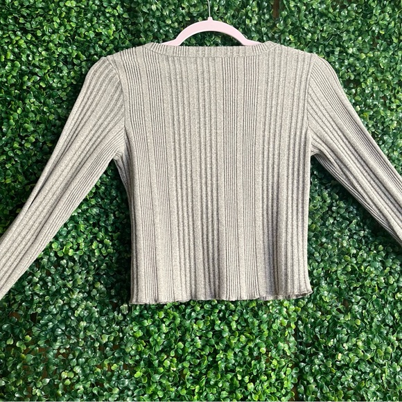 Mind Code Light Gray Ribbed Sweater - Picture 4 of 5